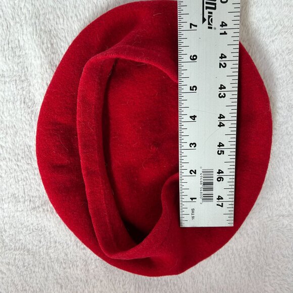 Women's Vintage 80s Classic French Style Beret Hat Wool Red One Size - Picture 4 of 4